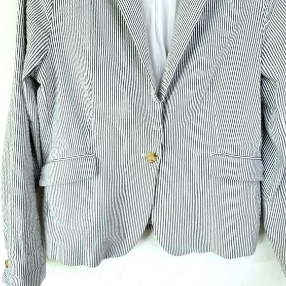 Dalia Pinstripe Blazer Sz L Cotton Blend - Picture 4 of 11